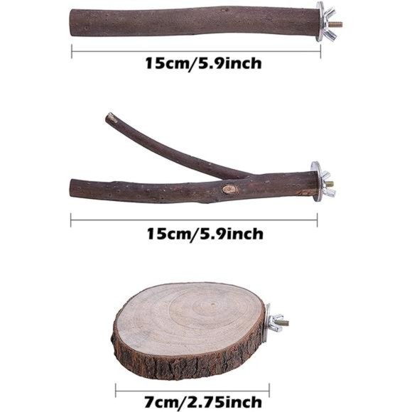 8PCS Natural Wood Bird Perch Stand-Wooden Parrot Perch Stand-Perch Platform Cage - Picture 3 of 6